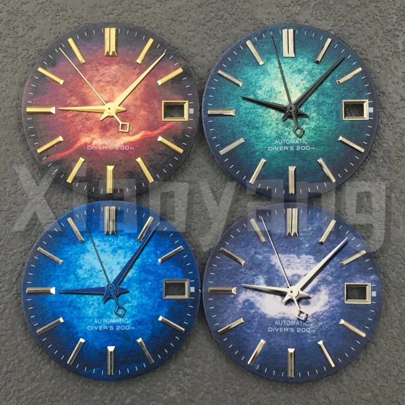 29mm Farbverlauf Blau-Rot NH35 Uhrenzifferblatt Passend für NH35A/NH36A Uhrwerk Mechanische Uhr DIY Modifiziertes Ersatzteil