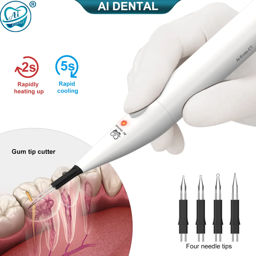 AI-Endo-CT Dental Gum Cutter 4 Tips Fast Heat Up Rapid Cooling Dental Gutta Percha Cutting Wireless Charging Socket Dentist Tool