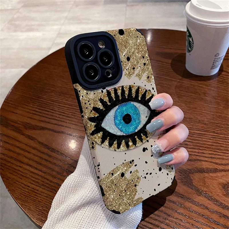 Stylish Blue Eye Soft Silicone Phone Case For iPhone 15 14 13 12 11 Pro Max MiNi 6 6S 7 8 Plus X XS XR New Splash Ink Back Cover