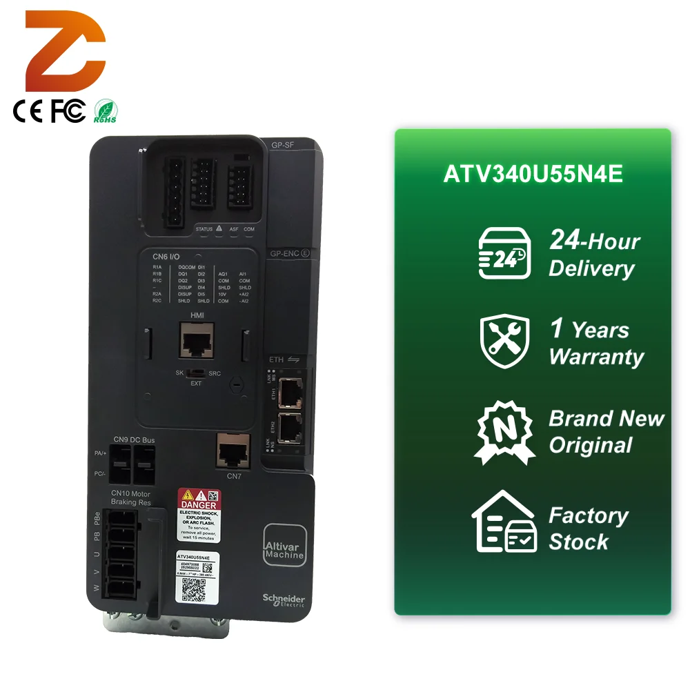 Sch-nei-der 100% Original New Altivar 340 Series 5.5kW Variable Frequency Inverter ATV340U55N4E VFD Three Phase Motor Drive