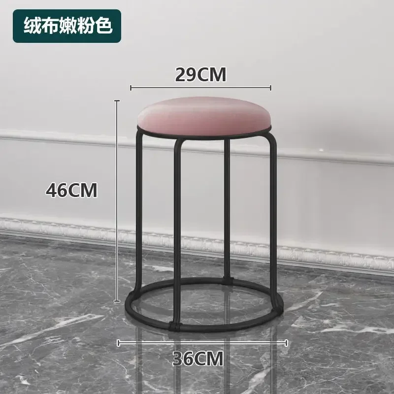 Light Luxury Black Stools Household Small Low Stool Nordic Round Ottomans Dining Table Chair Modern Simple Lazy Bench Furniture