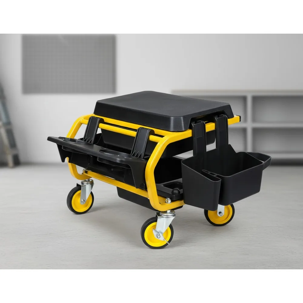 

Heavy Duty Rolling Mechanic Stool with Storage Drawers, 330 LBS Capacity, Garage Work Chair for Car Detailing