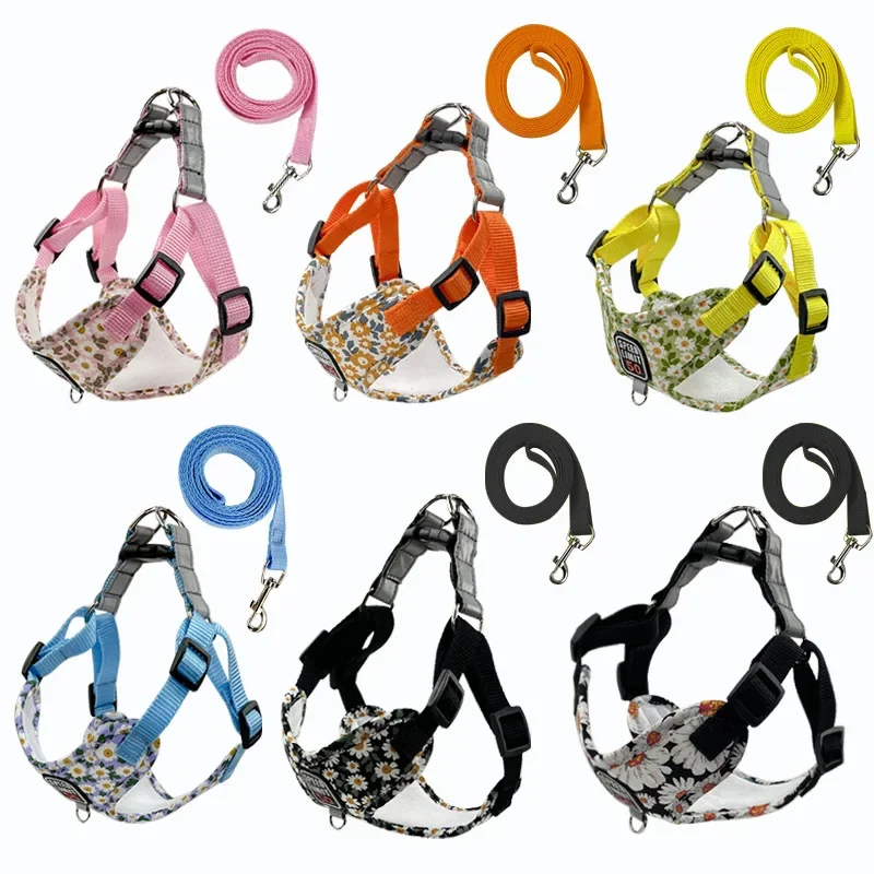 No Pull Dog Harness guinzaglio Set per cani di piccola taglia imbracatura riflettente gilet guinzaglio da passeggio per cani di piccola taglia