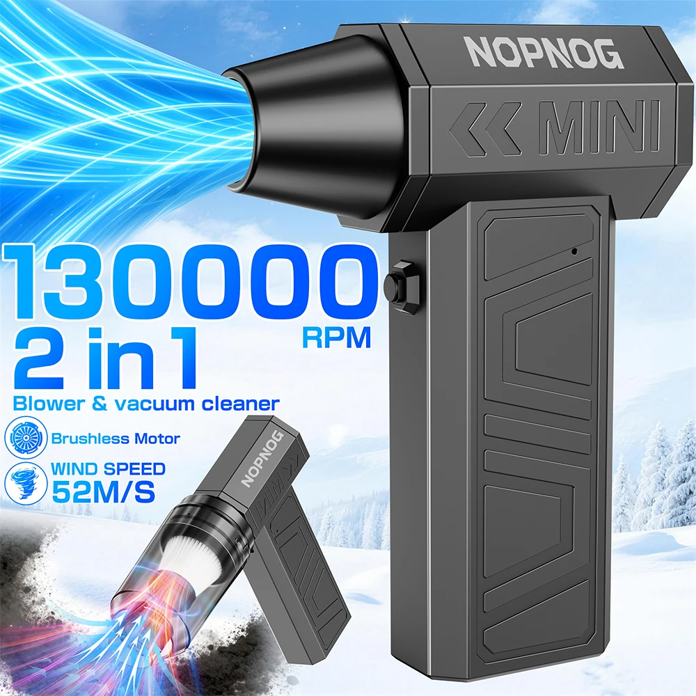

Turbo Blower Jet Fan Cleaning Blower Tool Electric Air Duster 130000RPM Blowing Snow Portable Car Fan with 5 Outlet Nozzles