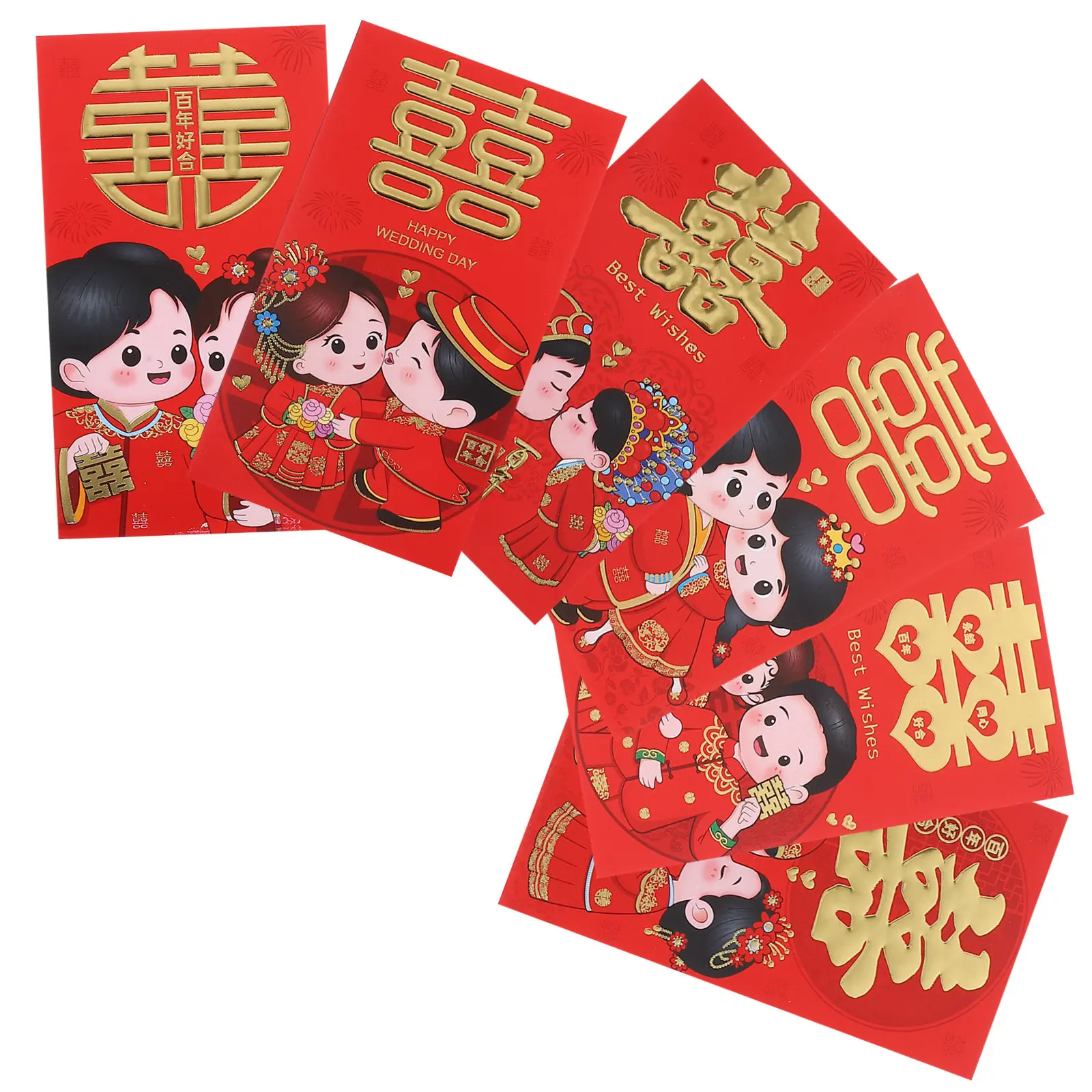 

6Pcs Wedding Lucky Money Envelopes Red Paper Cash Pockets Traditional Chinese Style Bridal Party Favors Festive Gift Packaging