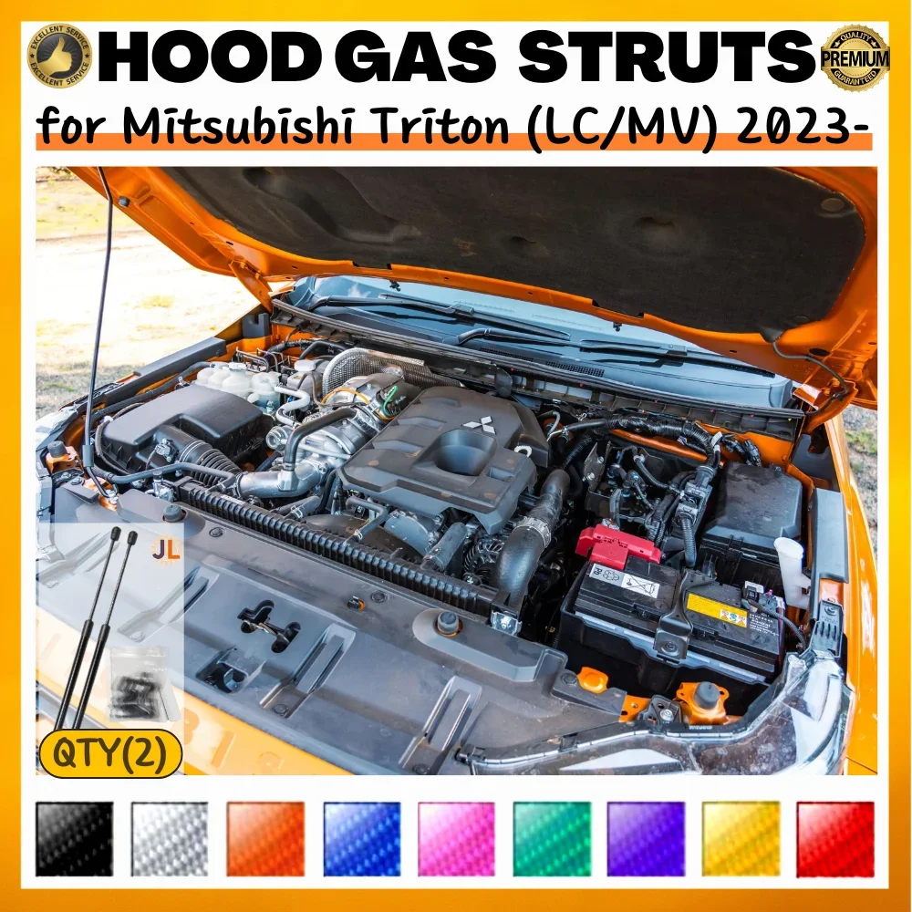 

Qty(2) Hood Struts for Mitsubishi Triton L200 (LC/MV) 2023-Present Front Bonnet Modify Gas Springs Shock Absorber Lift Supports