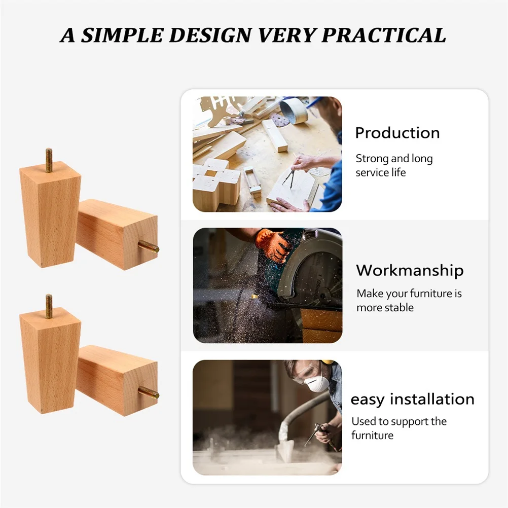 

4Pcs Solid Wood Table Chair Feet Replacement Furniture Legs Sofa Coffee Table Support Durable Wooden Chair Feet