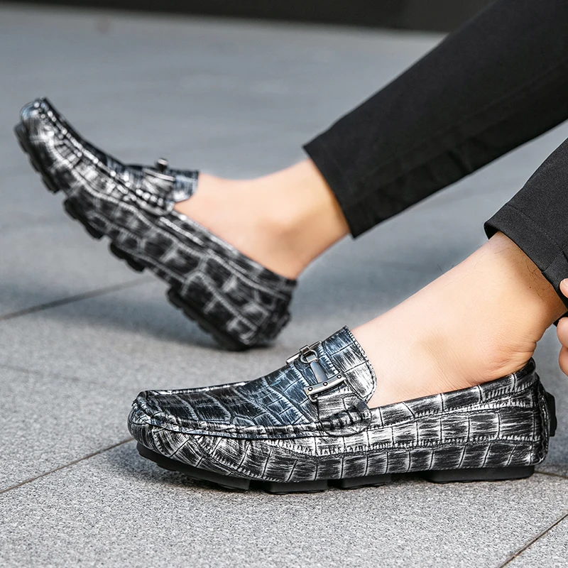 39~48 Men's Handmade Retro Leather Loafer Casual Driving Flats Slip-on Shoes Luxury Comfy Moccasins White Loafers Shoes for Men
