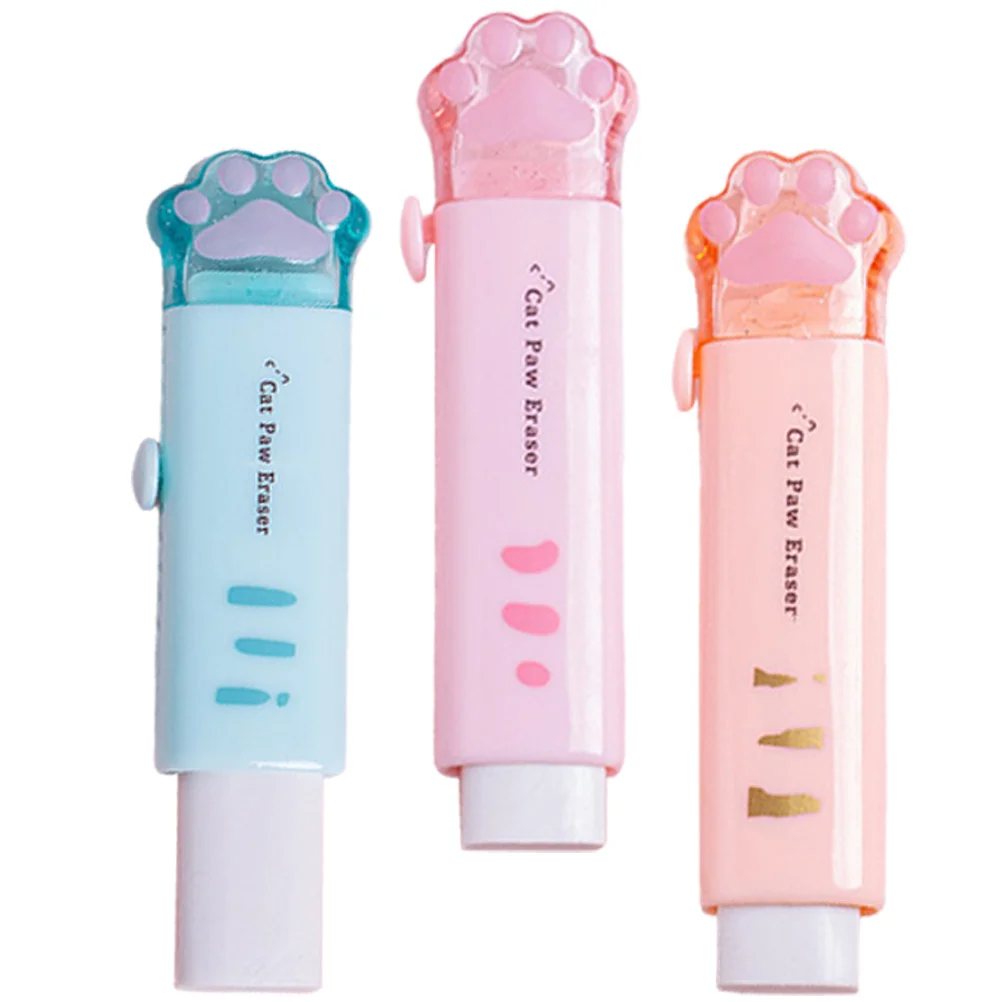

3 Pcs Aesthetic Erasers Animal Cute Retractable School Supplies Adorable Kawaii