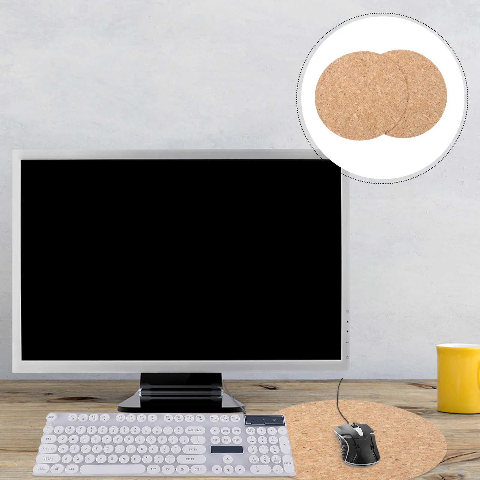 

2 Pcs Cork Mouse Pad Round Natural Gaming Mousepad Double-Sided Working Mat Dual-Sided