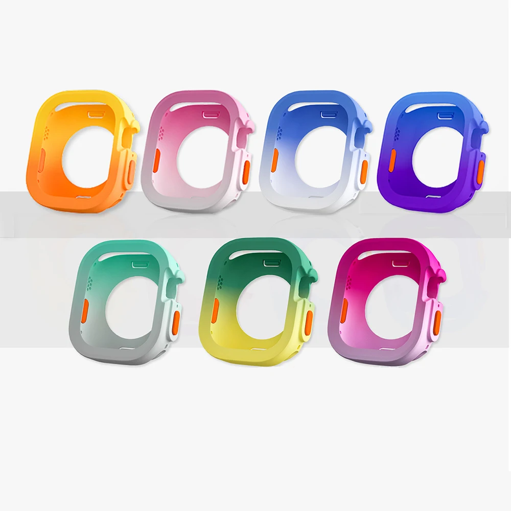 Anti Drop Gradient Case for Apple Watch Cover 41MM 45MM 40MM 44MM Soft TPU Shockproof Protector for iWatch Series 9 8 7 6 5 4 SE