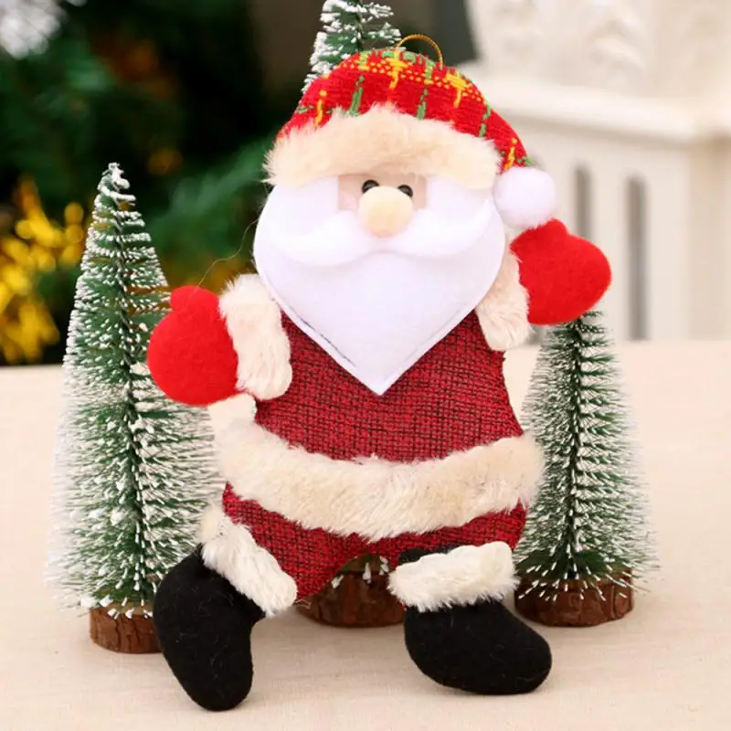 4Pcs Christmas Ornaments Gift Santa Claus Snowman Tree Toy Doll Hang Decorations