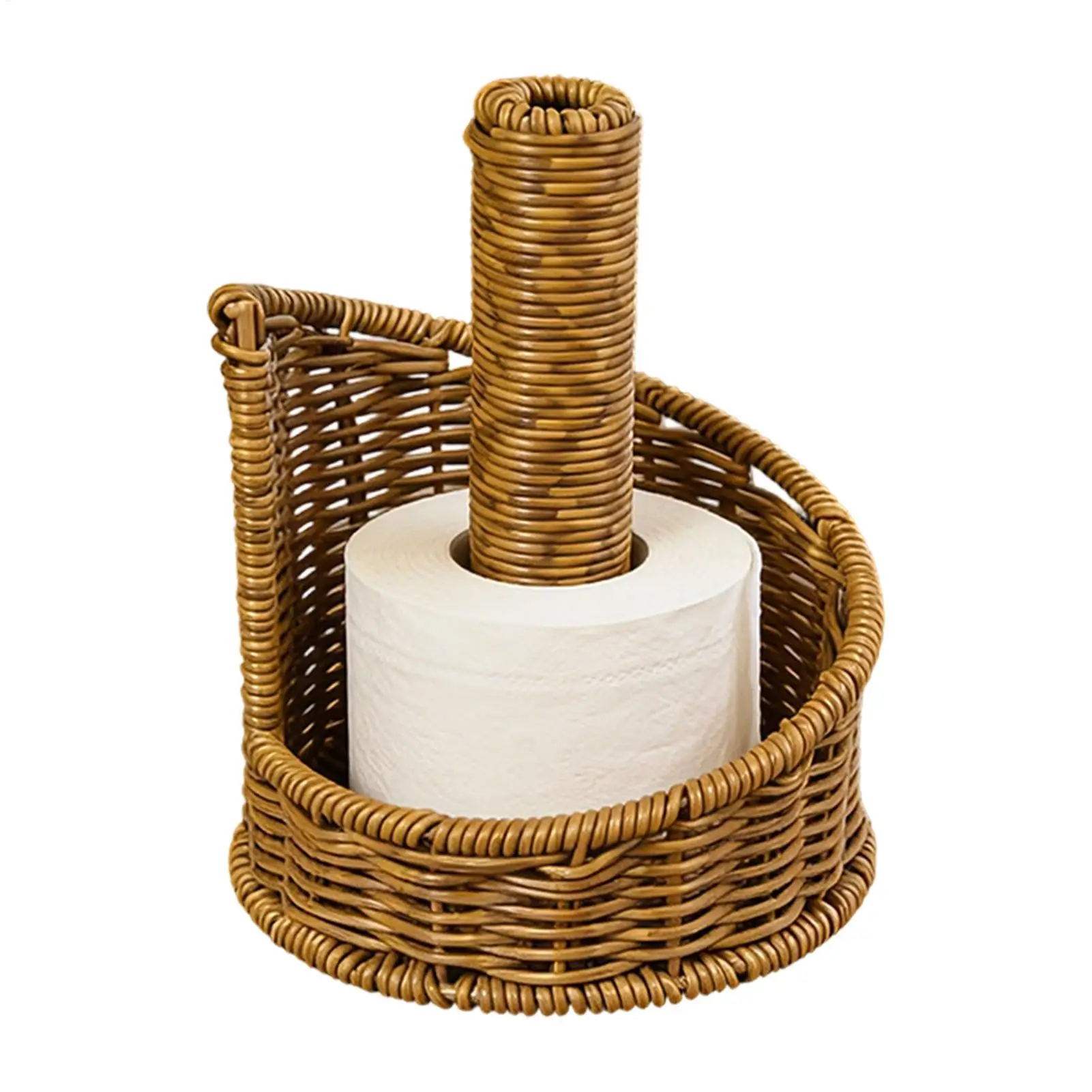 

Farmhouse Toilet Paper Holder Faux Rattan Dispenser Organizer Stand Farmhouse Paper Towel Dispenser for Home Counter Bathroom