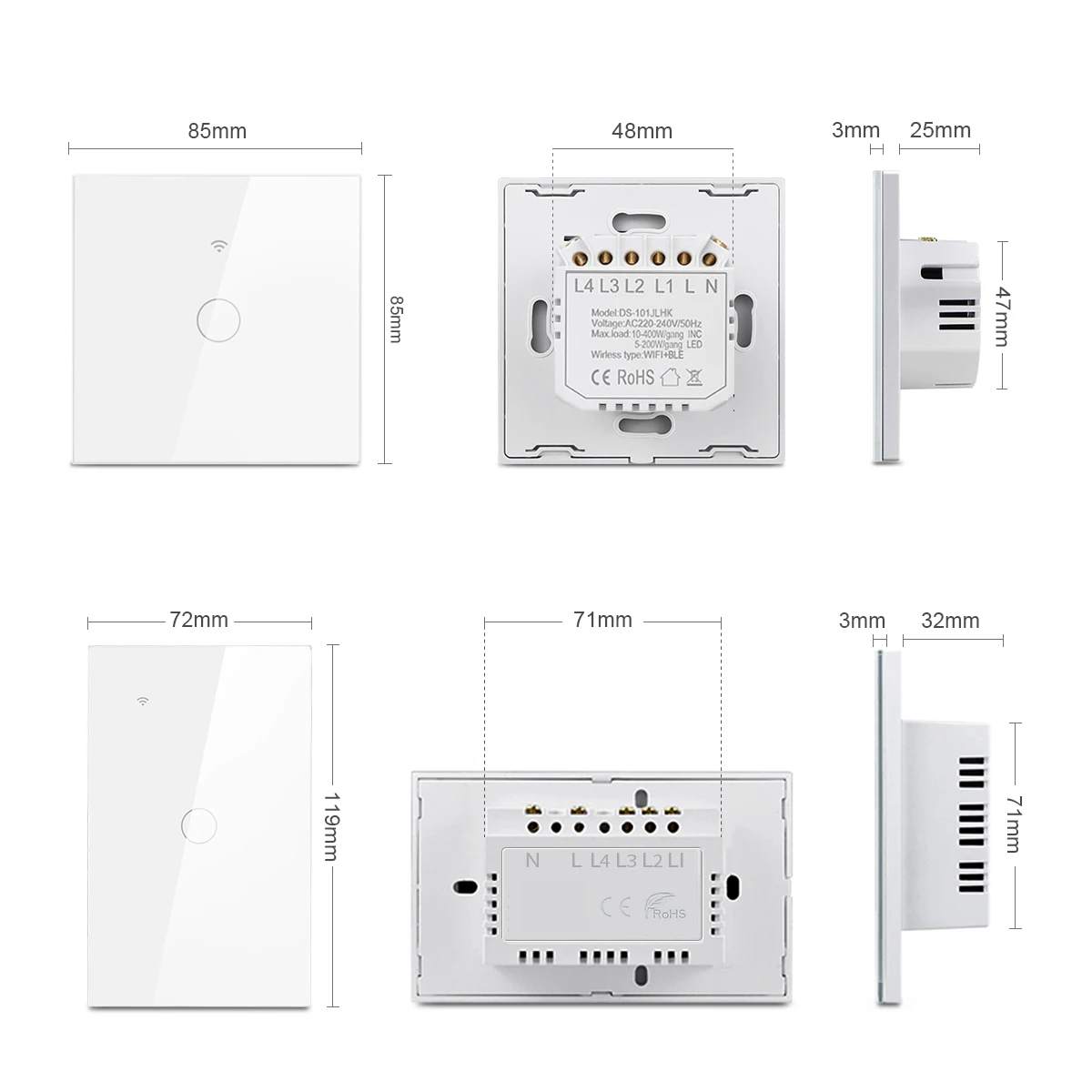 Smart Light Wall Switch WiFi Apple Homekit  Touch Sensor Glass Panel Remoted Control For Google Home Siri Alexa MFI Interruptor