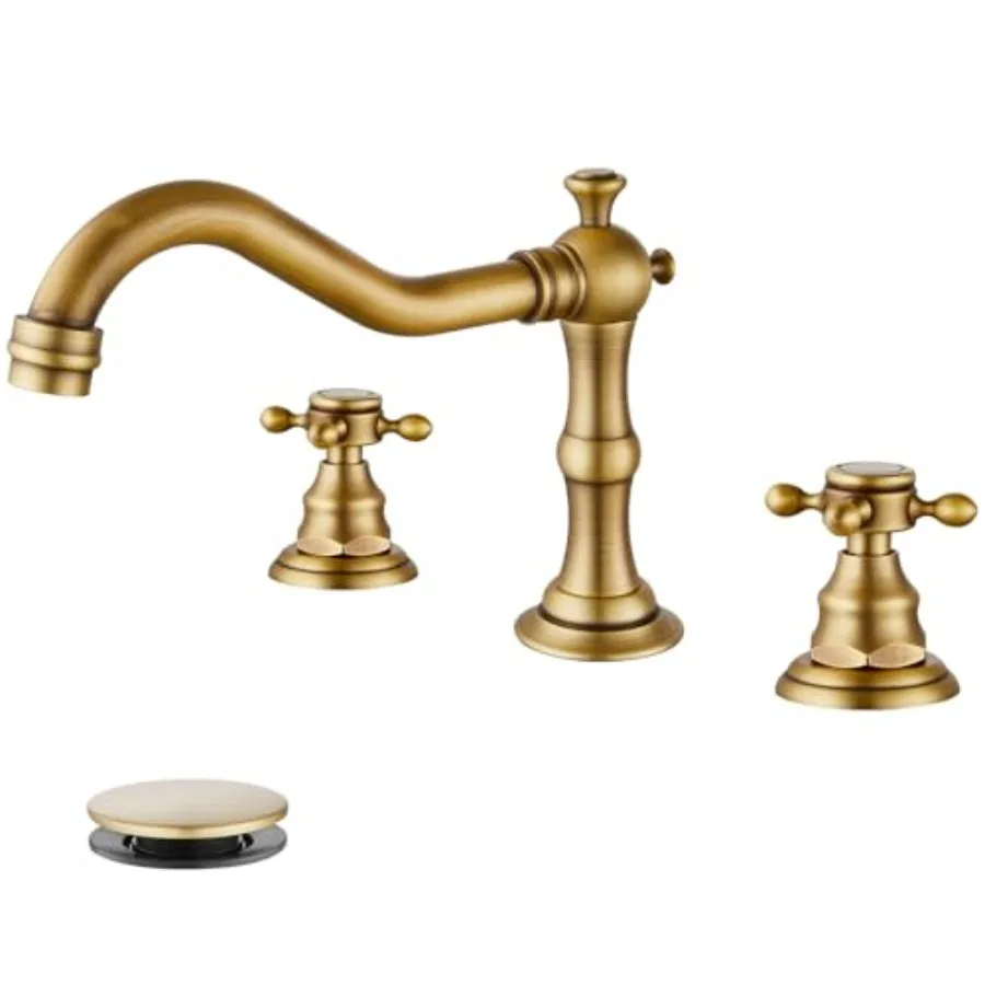 

3 Hole Widespread Bathroom Sink Faucet Double Cross Handle Mixer Tap Faucet for Bathroom Sink Vanity Faucet Deck Mount Basin Ho
