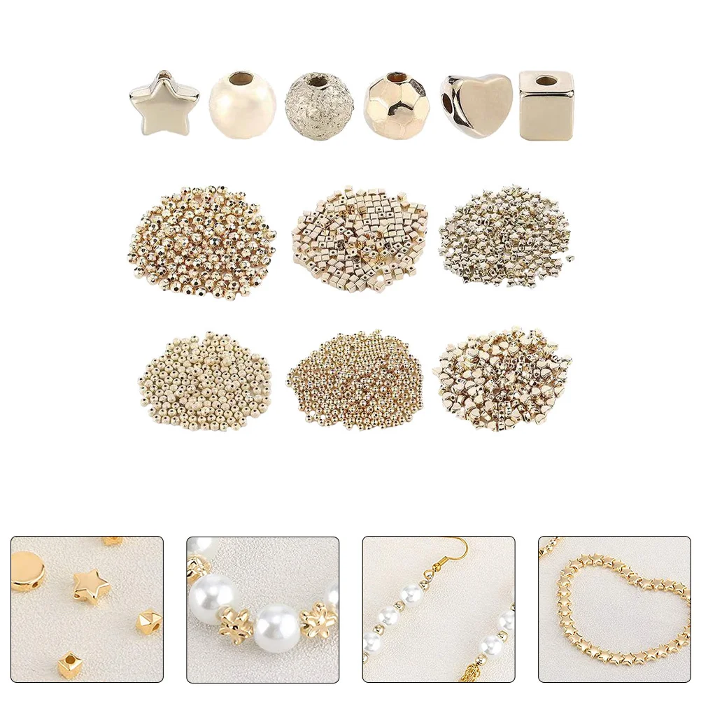 

1300 Pcs Bead Accessories Gold Plated Spacer Beads Spacers for Jewelry Making Jewellery Crafts