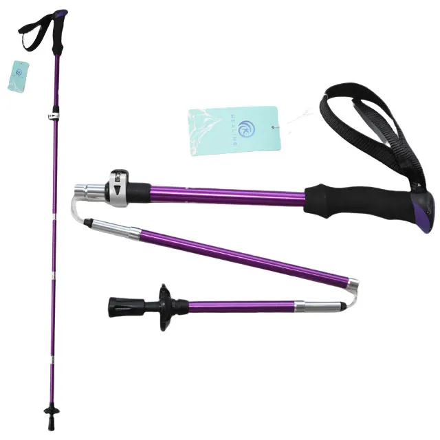 

Lightweight Aluminum Alloy Trekking Poles, Foldable Hiking Sticks With Non-Slip Grip,Rubber Tip | Walking Climbing Support