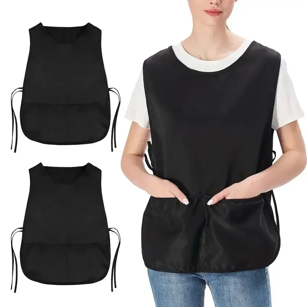 

2 Pack Cobbler Aprons with 2 Pockets for Women Men Fast Drying Polyester Fabric, Black