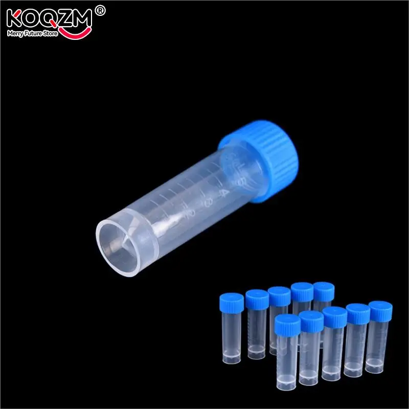 100pcsx 5ml Chemistry Plastic Test Tubes Vials Seal Caps Pack Container for Office School Chemistry Supplies