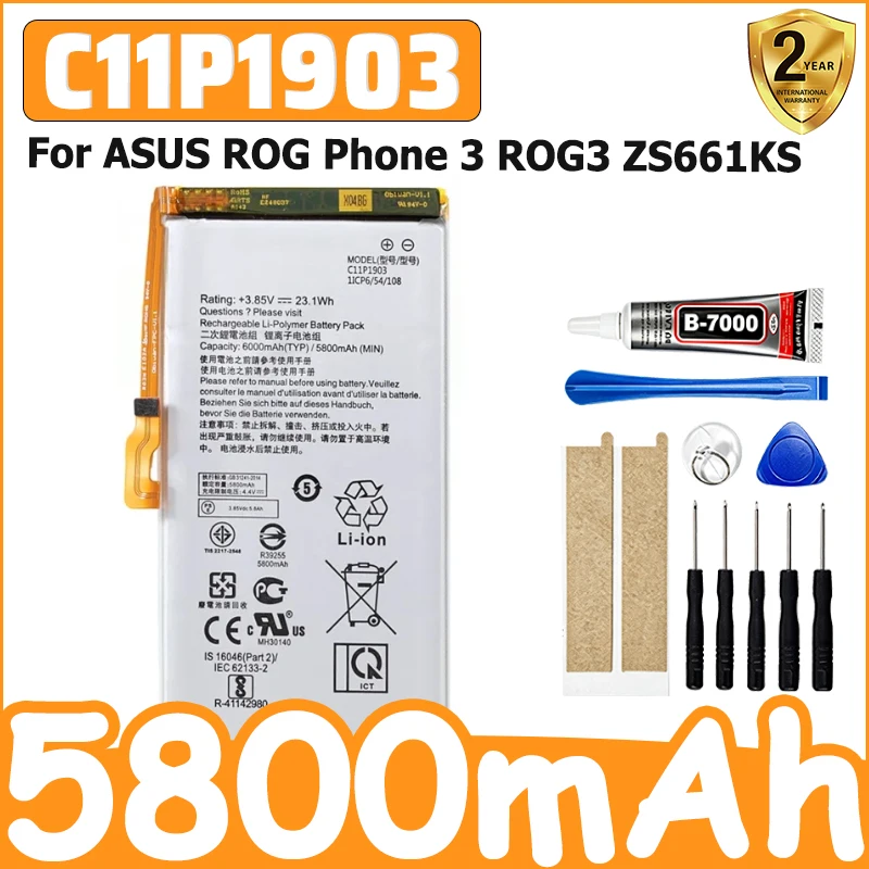 C11P1903 5800mAh Battery For ASUS ROG Phone 3 ROG3 ZS661KS Batteries