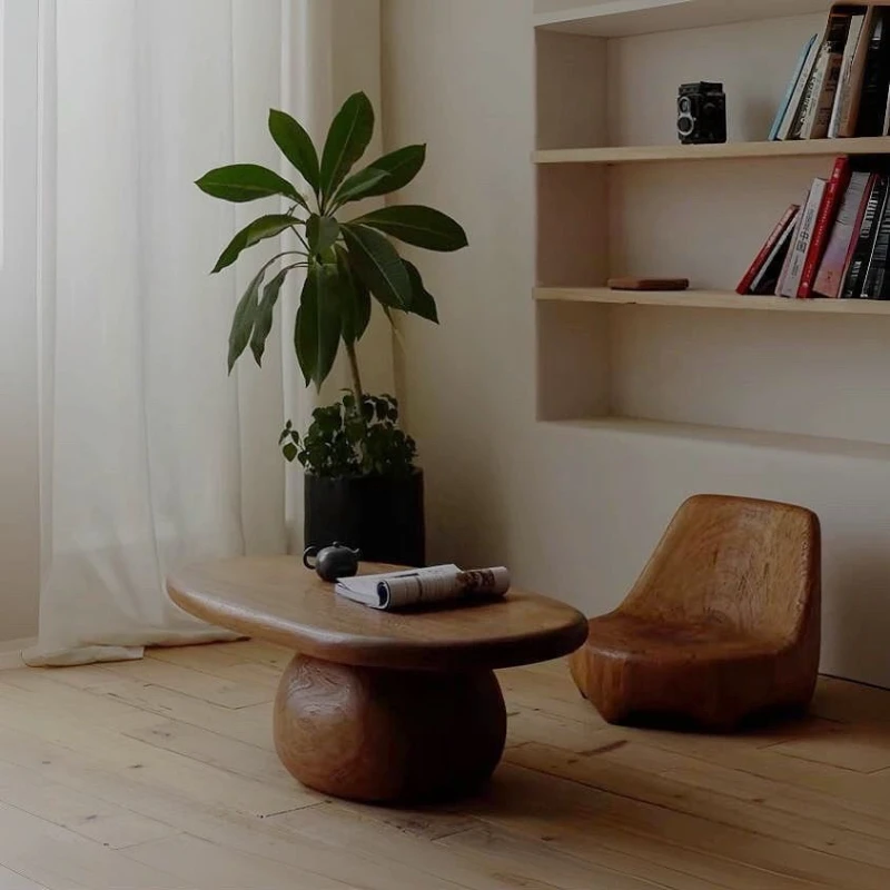 

Japanese-style household small apartment living room solid wood coffee table balcony homestay small low log creative bay window