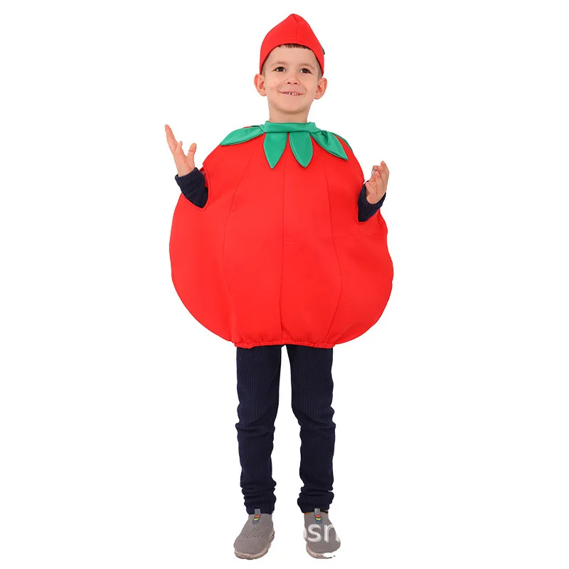 Halloween Children Cosplay Fruit Costumes Boys Girls Tomato Lemon Cute Funny Stage Costume Holiday Party Carnival Clothes Set