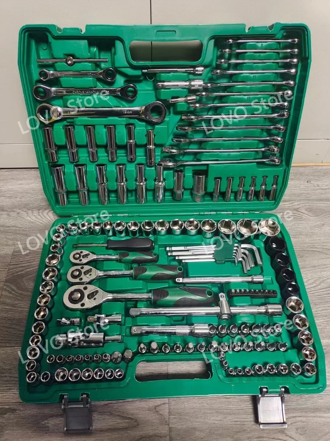 121 Pcs Chrome Vanadium Socket Torque Ratchet Wrench Auto Car Repair Mechanic Toolbox Tools Box Set