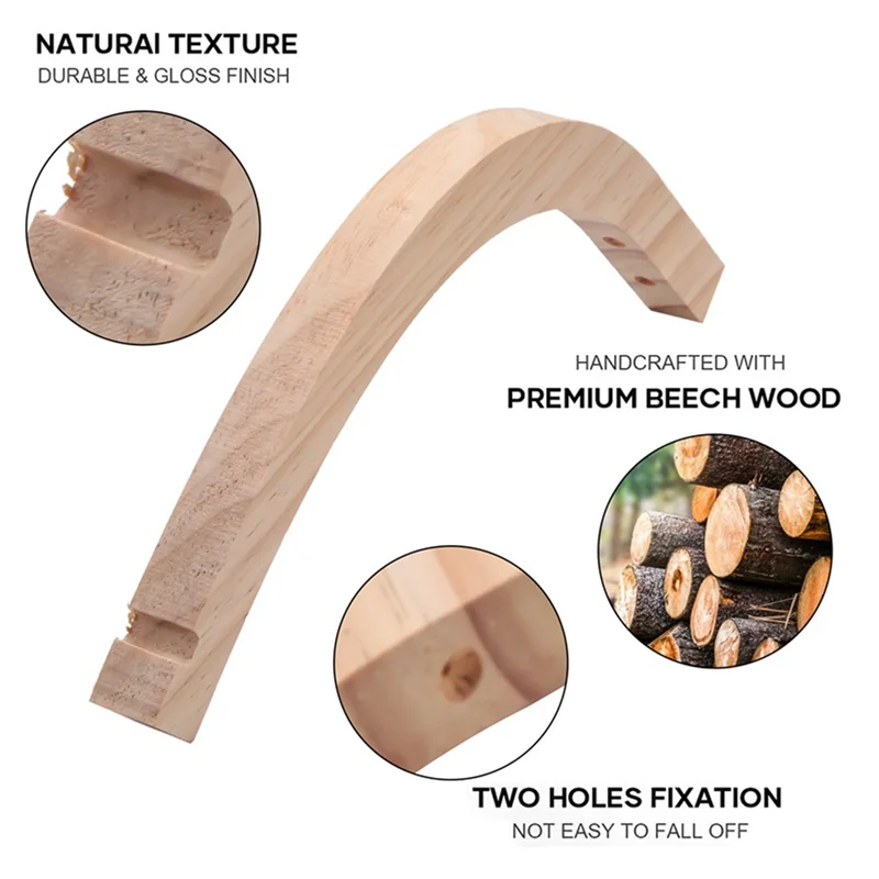 ABWR-6X خطافات حائط خشبية، شماعات نباتية داخلية، خطافات نباتية مثبتة على الحائط للنباتات المعلقة، دعامة زهور، خطافات دقات الرياح