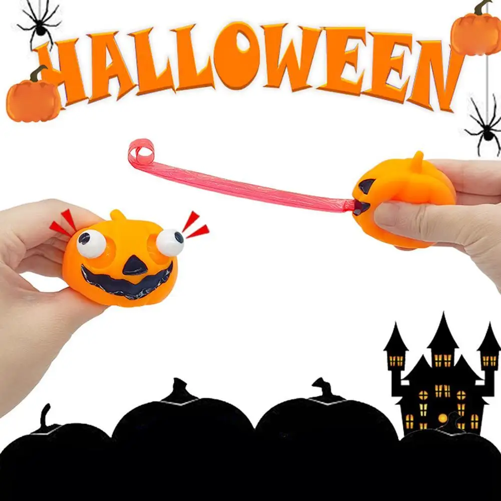 5cm Halloween Staring Pumpkin Vent Stress Relief Creative Trick Toy Explosion Eye Funny Pinching Fun Relaxation Toy Mini Christm