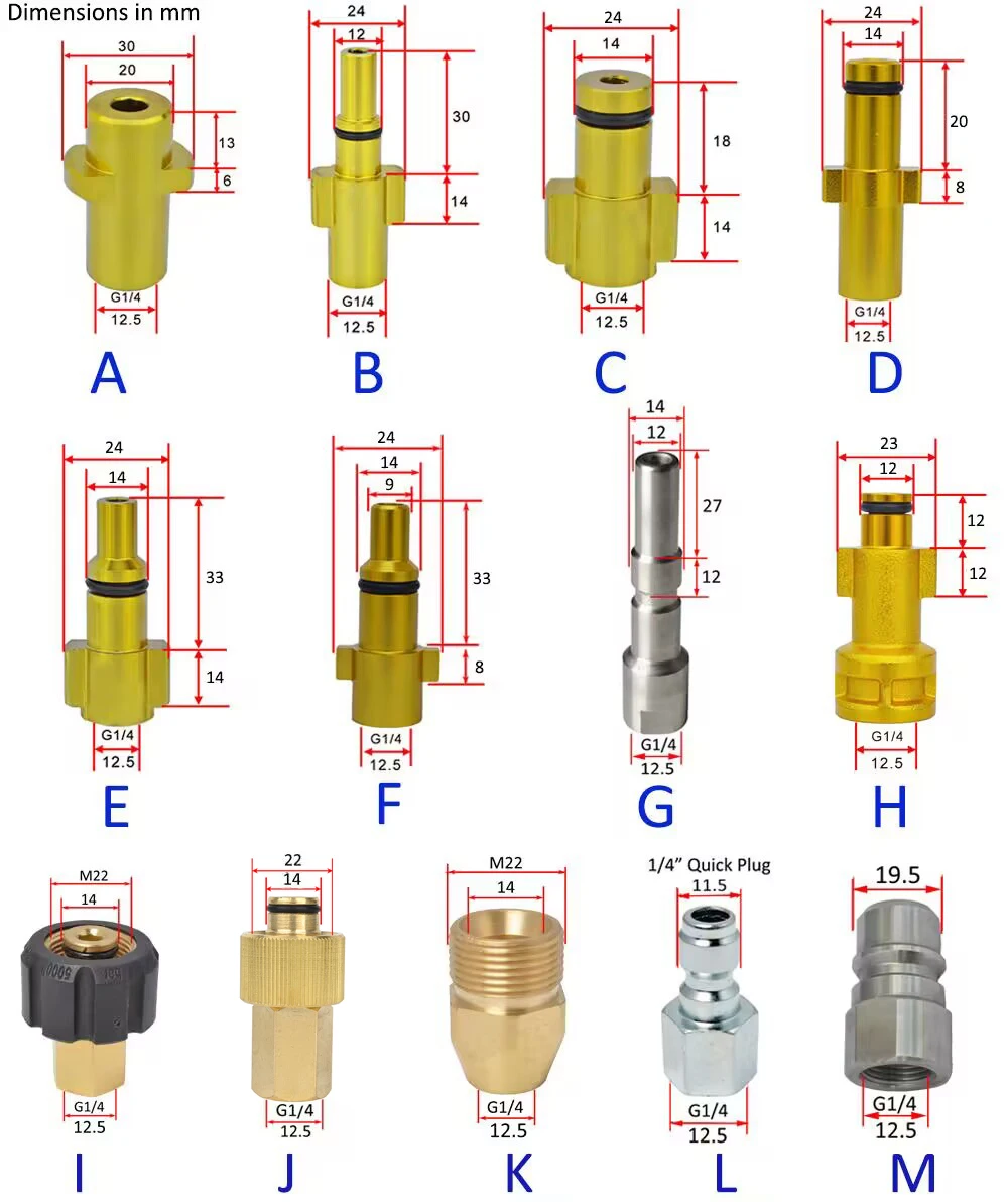 Pressure Washer Gun Lance Bayonet Connector Snow Foam Lance Nozzle Adapter Foam Cannon Soap Gun Adapter Fitting