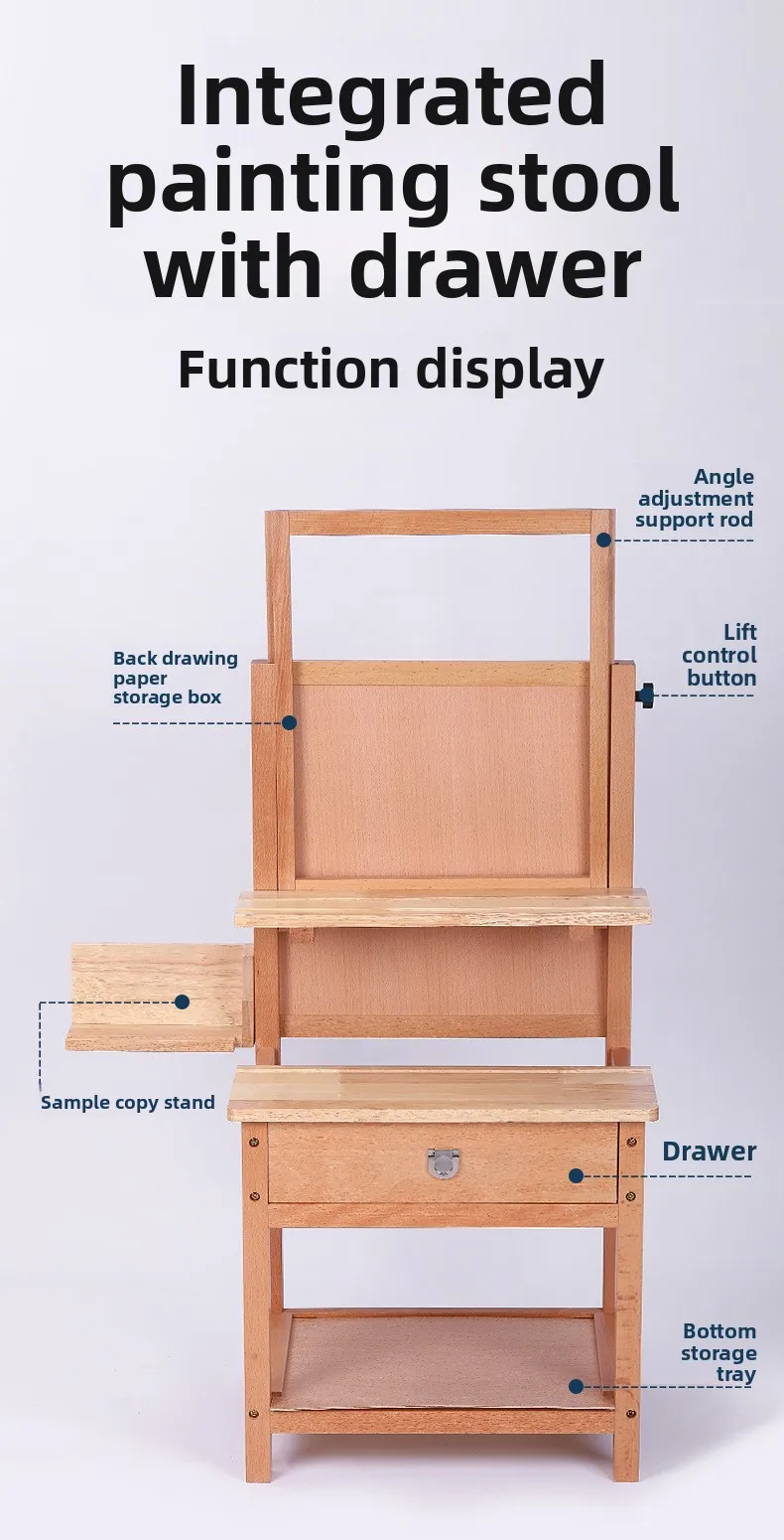 integrated painting stool art special lifting with drawers painting table solid wood multi-function