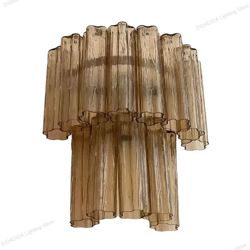Lámpara de pared de tubo de cristal de estrella de Murano moderna, accesorio de iluminación de brillo de pared regulable de acero inoxidable de vidrio Multicolor esmerilado