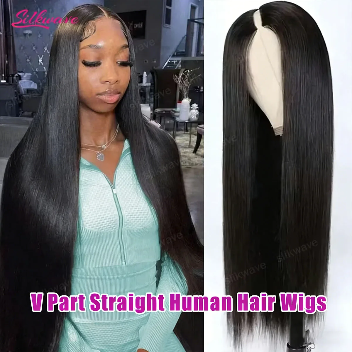 Straight V Part Wig…