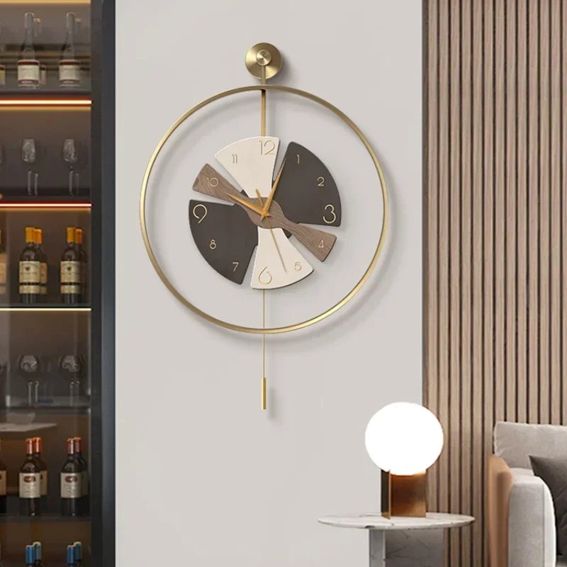 Modern Living Room Clock Wall Decoration Luxury Art No Punching Dining Room Wall Decoration Pendulum Wall Clock for Kitchen