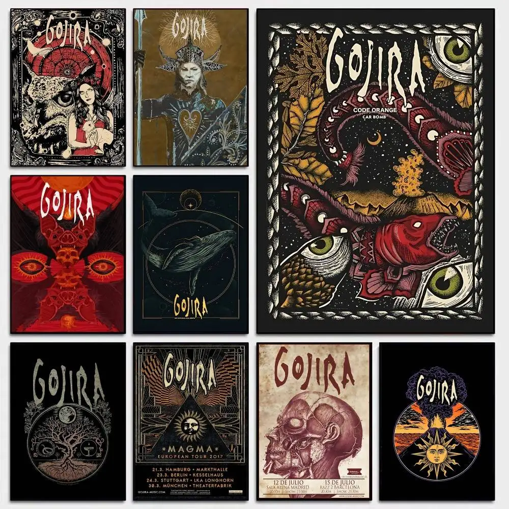 Gojira Band Self-adhesive Art Poster Whitepaper Prints Posters Artwork Aesthetic Art Wall Painting