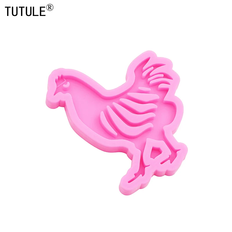 Shiny Chicken Silicone Mold Making With Epoxy Chicken Keychain Pendant Clay Accessories Silicone Mould Fondant Chocolate Molds