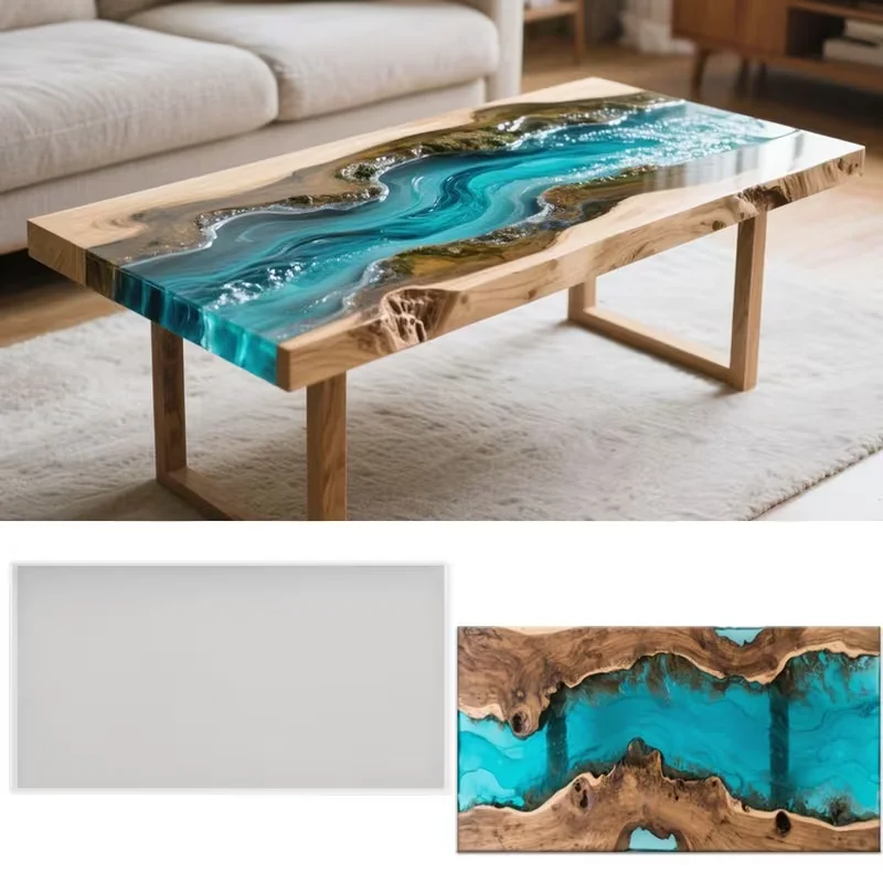 

DIY Large River Table Epoxy Resin Mold for Deep Pour Casting, Reusable, Silicone and Polyresin Material