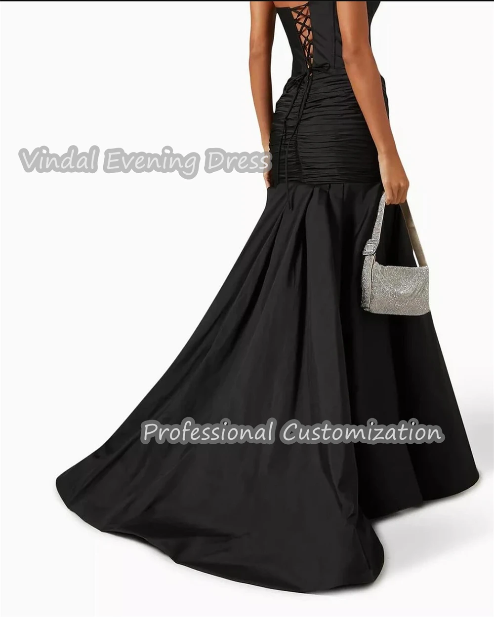 Vindal Evening Dress Strapless Floor Length A-Line Ruffle Satin Built-in Bra Sexy Elegant Sleeveless Saudi Arabia For Woman 2024