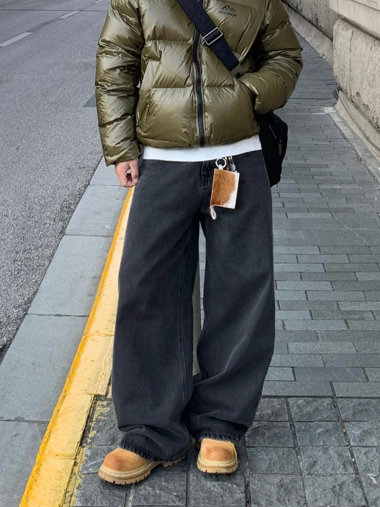 

Retro American Baggy Wide Leg Loose Fit Jeans Men's Straight Cut Deep Bla ey Waed out Denim Pants Casual Straight Leg T...