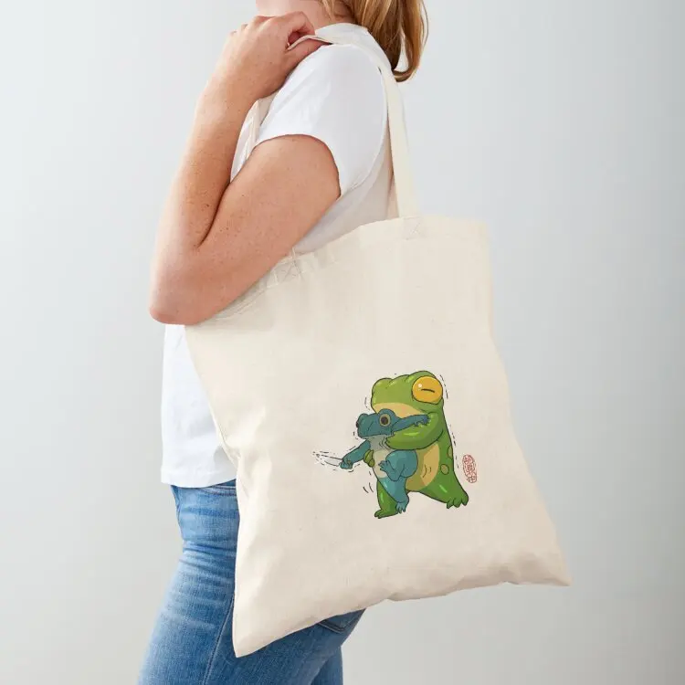 

cute stabby frog being held back let it go bro artwork asian style Tote Bag Eco bag female bag