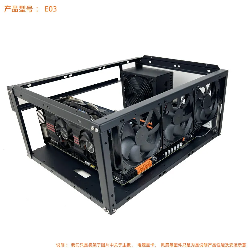 Open Frame Chassis 4-GPU Single Power Dual-System EATX Compatible AI Computing Rack-Mount Case Cabinet-Ready