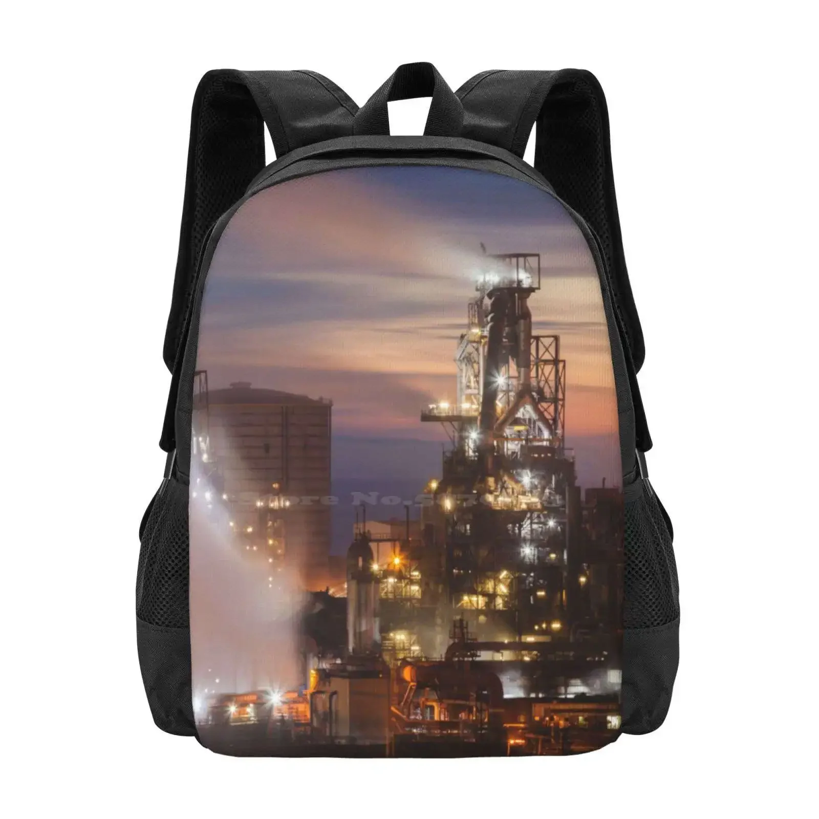 

Port Talbot Hot Sale Schoolbag Backpack Fashion Bags South Wales Night Sunset Twilight Port Talbot Steel Works Dark Landscape