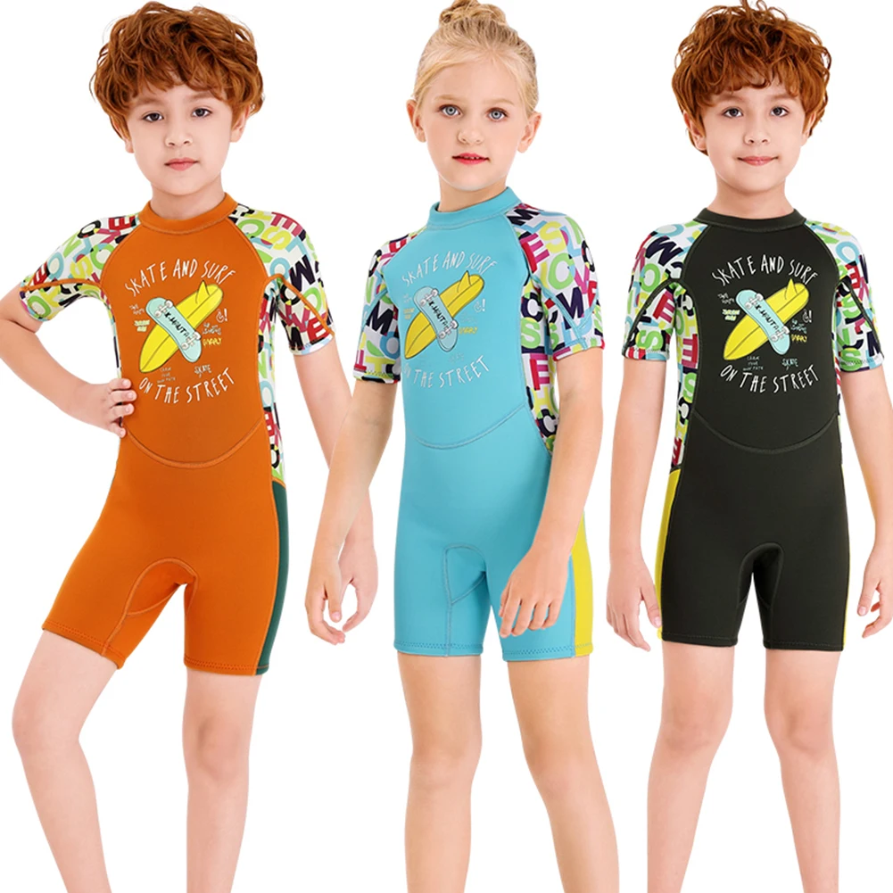 

Kids Neoprene Wetsuit Shorty Thermal Diving Swimsuit 2.5MM for Girls Boys Youth Teen Toddler Child, One Piece Children Wesuit