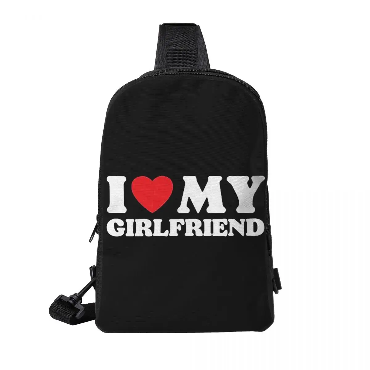 

I Love My Girlfriend Chest Bag Men Sling Crossbody Backpack Chest Bag Travel Hiking Daypack Shoulder Bag