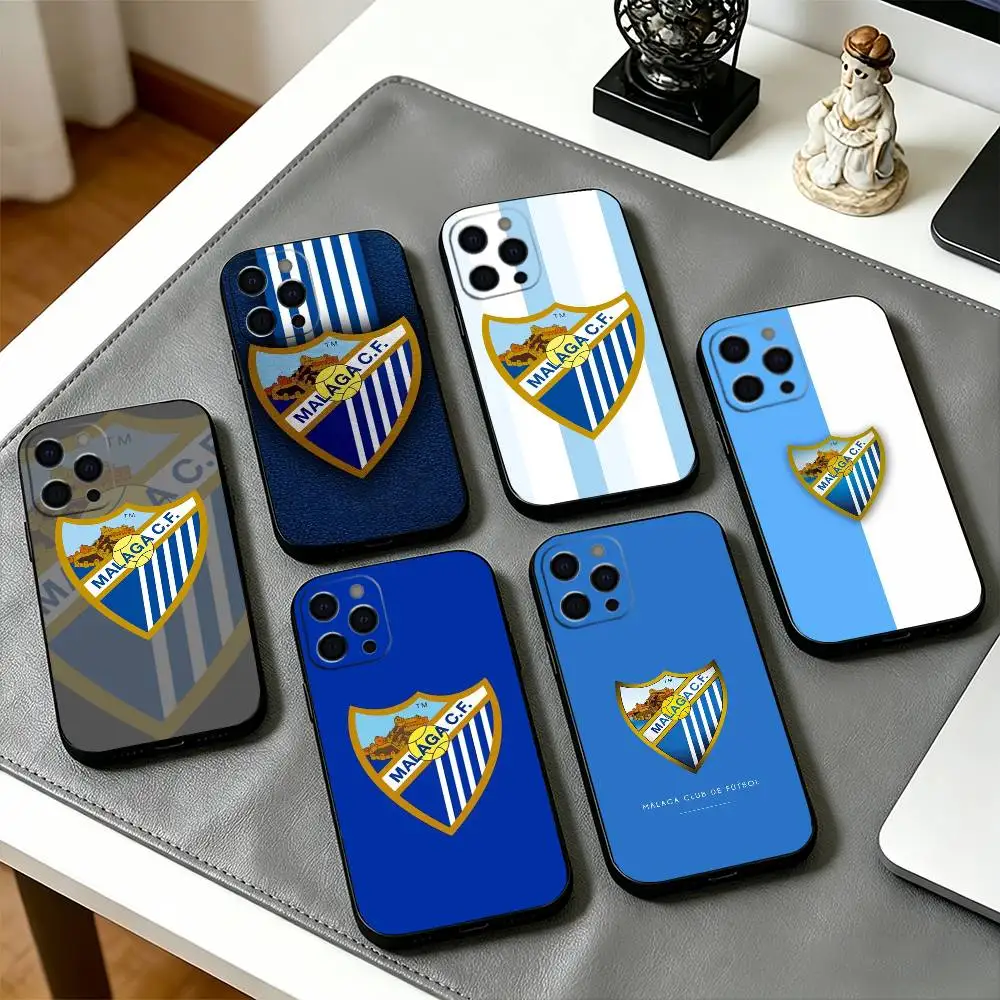 Funda para Teléfono H-Hot M-Malaga CF para iPhone 17, 16, 15, 14, 13, 12, 11 Plus, Pro Max, Otros, Cubierta Negra Suave