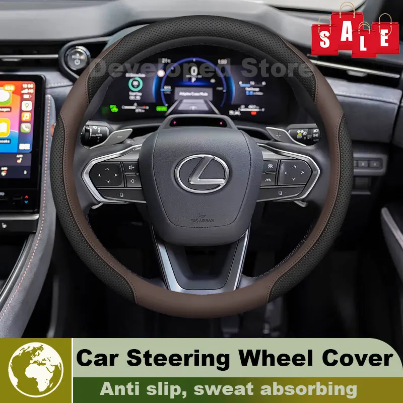 Leather Car Steering Wheel Cover For Lexus LBX 2024 2025 2026 Rx350 Rx500h LX600 2025 Auto Steering Wheel Accessories
