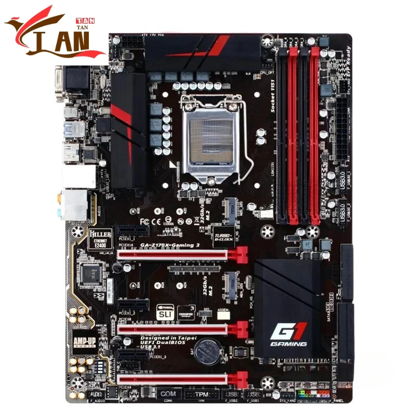 

For GA-Z170X-Gaming 3 Motherboard 64GB 2*M.2 6*SATA3.0 LGA 1151 DDR4 ATX Z170 Mainboard 100% Tested Fully Work Tan