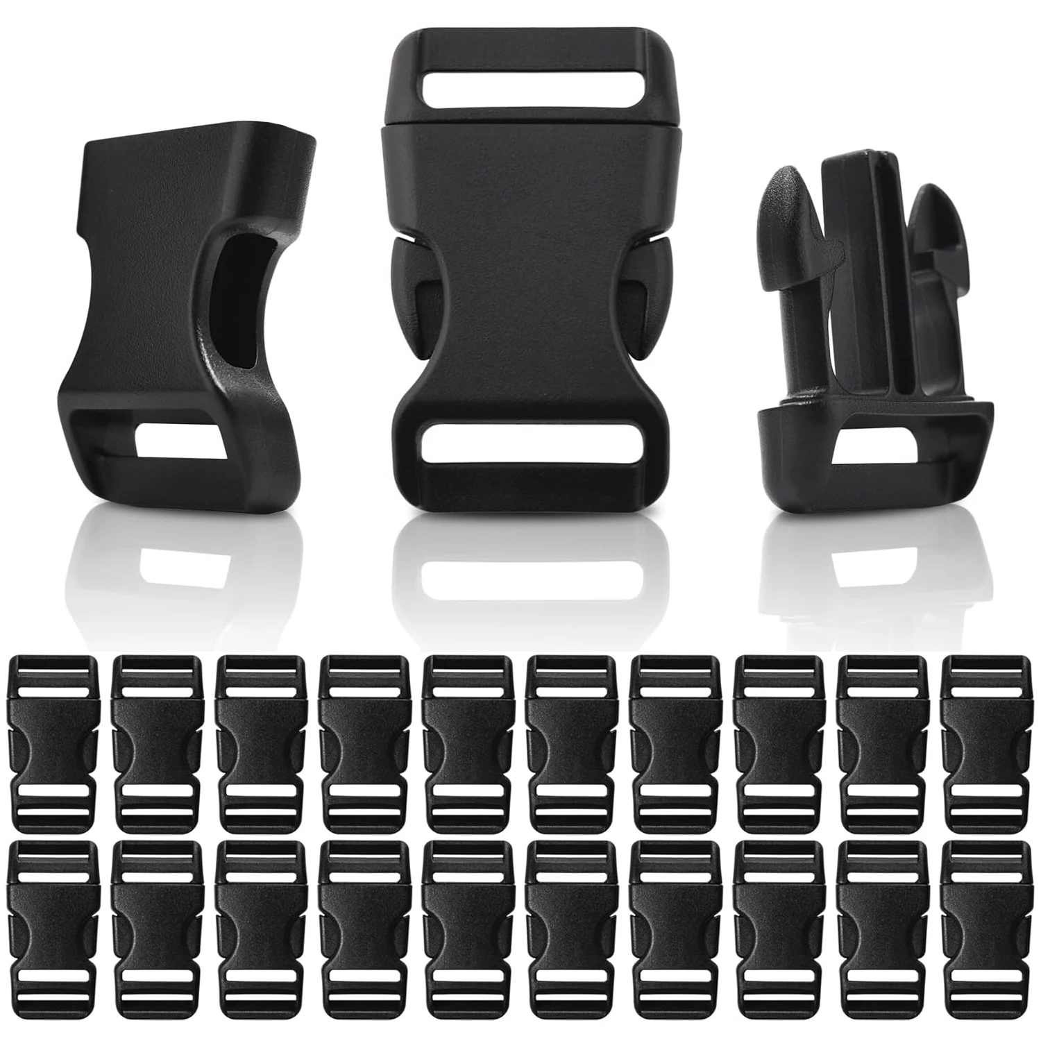 20Pcs 10/15/20/25mm Contoured Buckles Plastic Side Release Clasp for Paracord Bracelets Pet Dog Collar Belt Bag Accessories