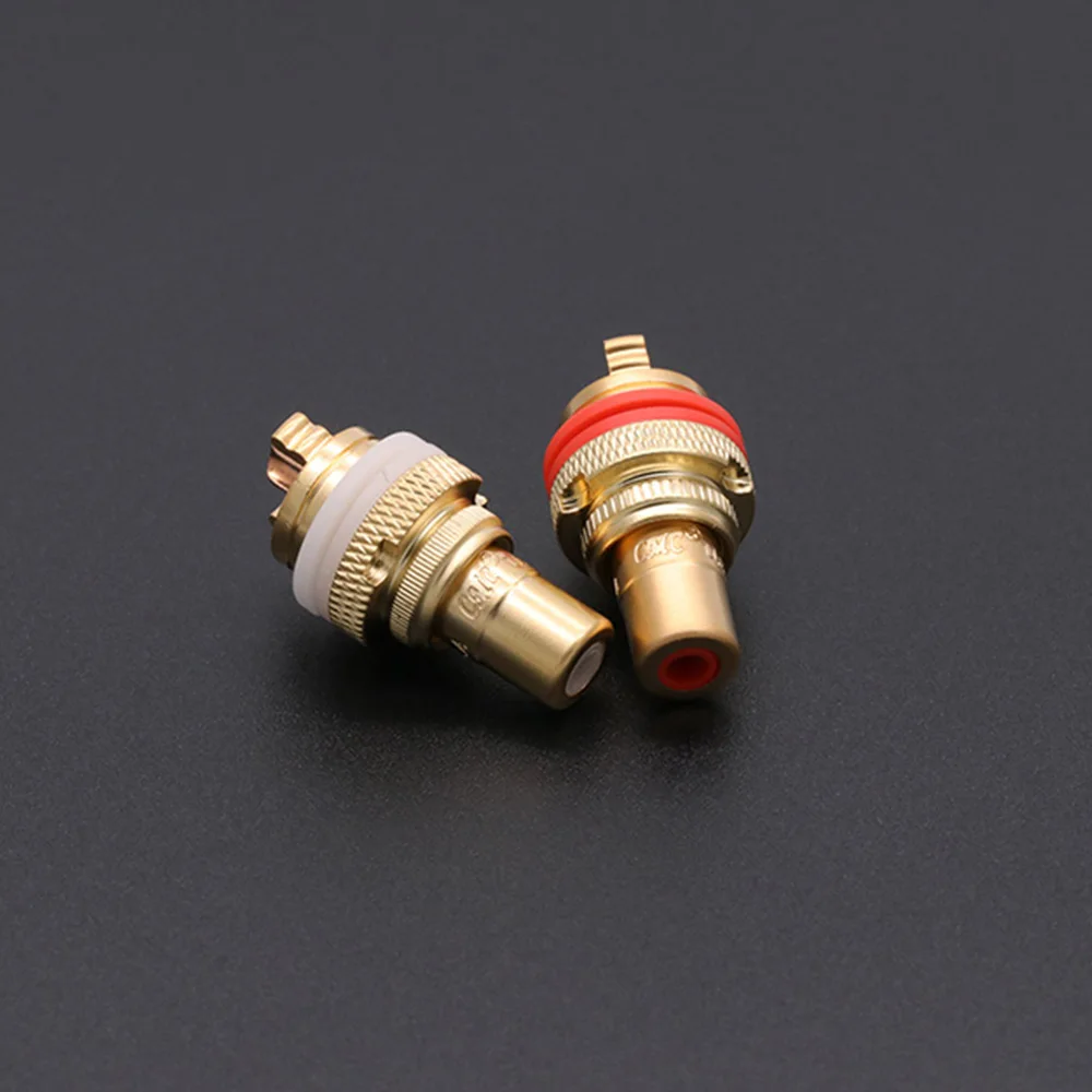 1Pair RCA Jack HIFI Terminals, pom insulation High-end RCA Socket Adapter AV Terminal Phono Connector, Gold/Rhodium/Red Copper