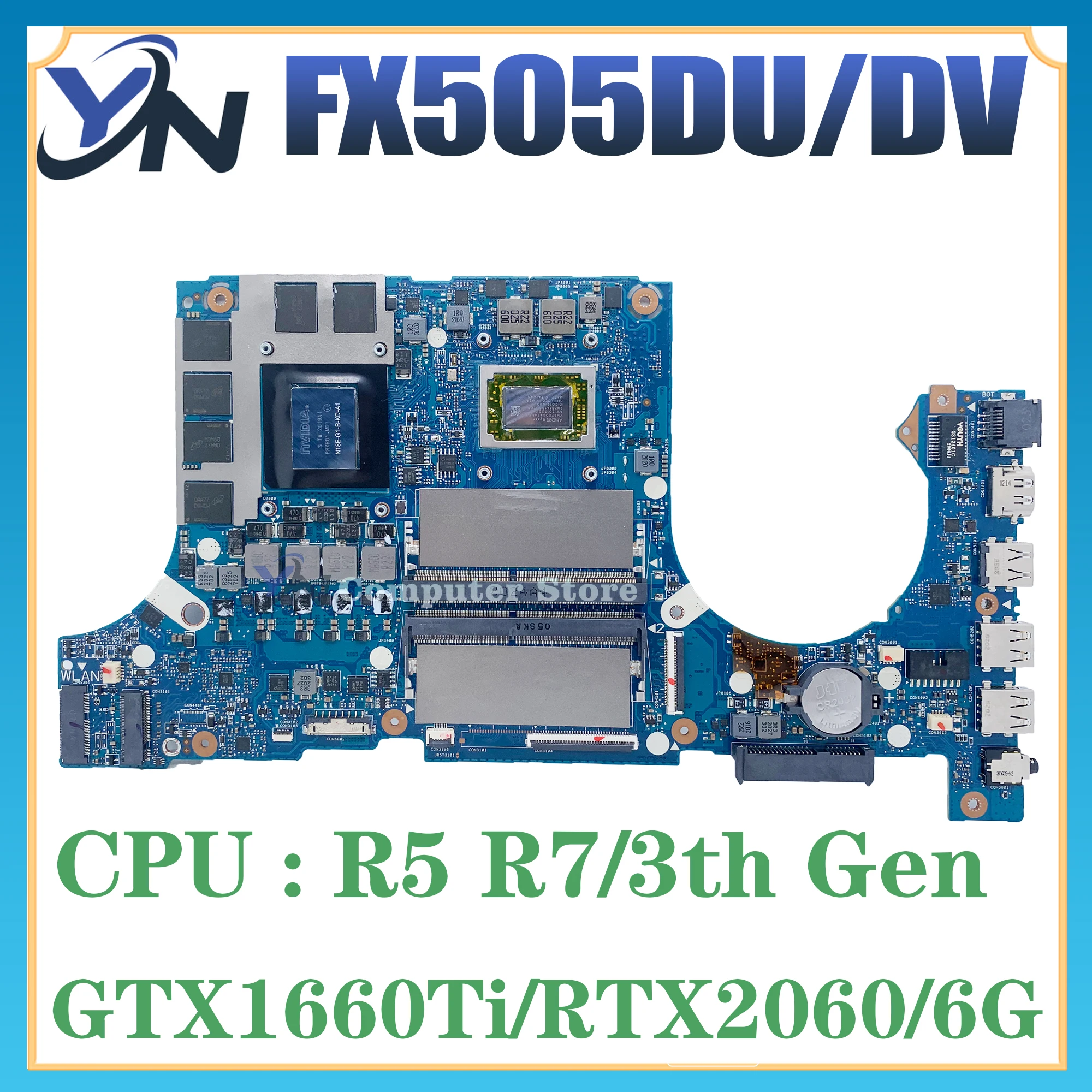 

Notebook FX505D R5-3550H R7-3750H RTX2060-6G GTX1660TI-6G Mainboard For ASUS FX505DU FX505DV Laptop Motherboard 100% TEST OK